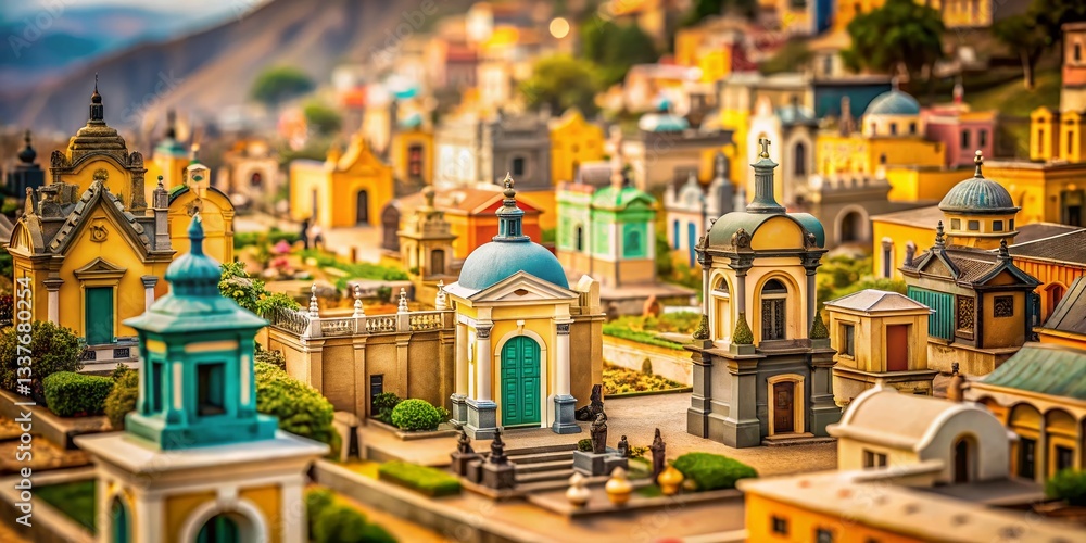 Fototapeta premium Lima Cemetery Museum: Miniature Tilt-Shift Photography of Historic Architecture
