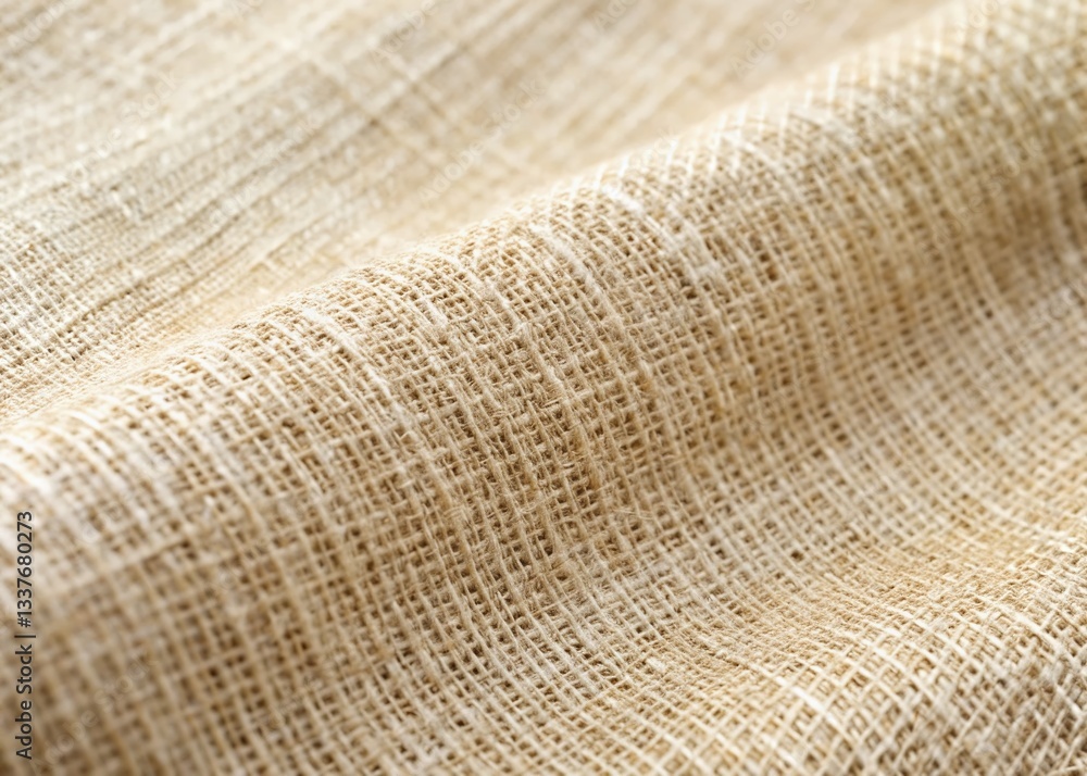 Fototapeta premium Linen Texture Fabric Background for Embroidery, Light Beige, Urban Exploration Photography Style