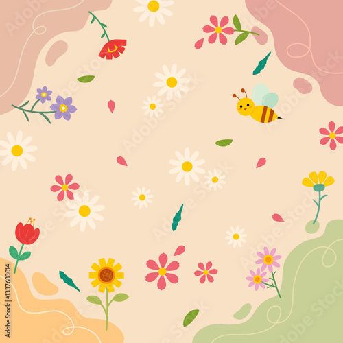 Wallpaper Mural 꽃으로 꾸며진 봄 느낌 배경 Torontodigital.ca