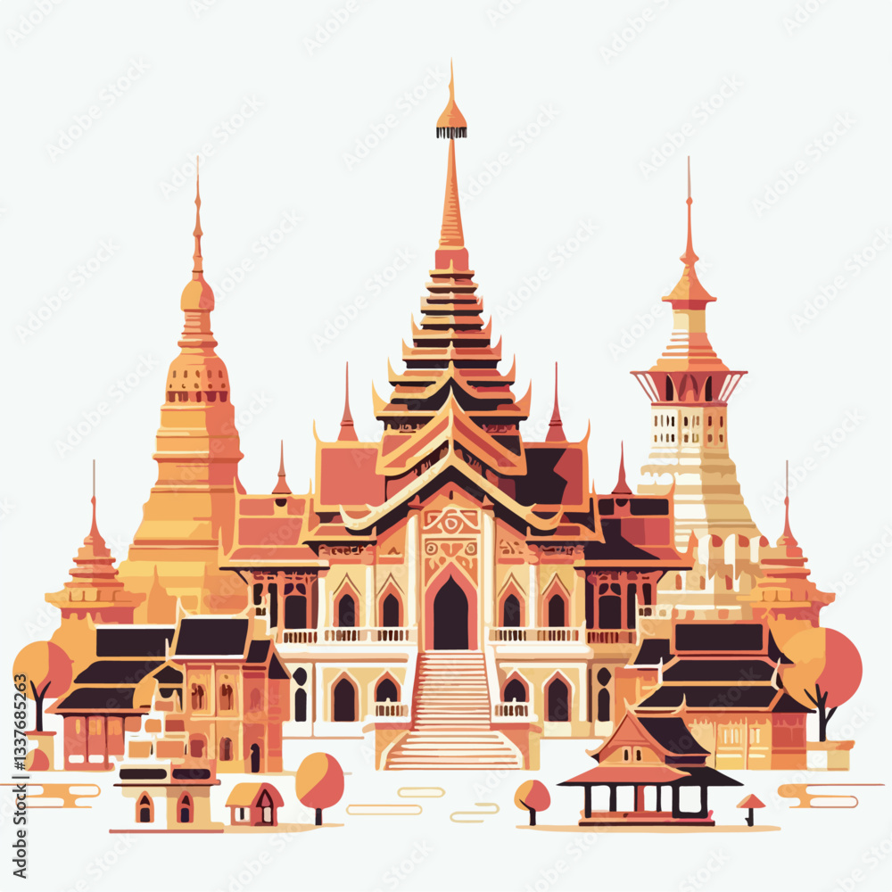 Fototapeta premium shwedagon pagoda vector illustration