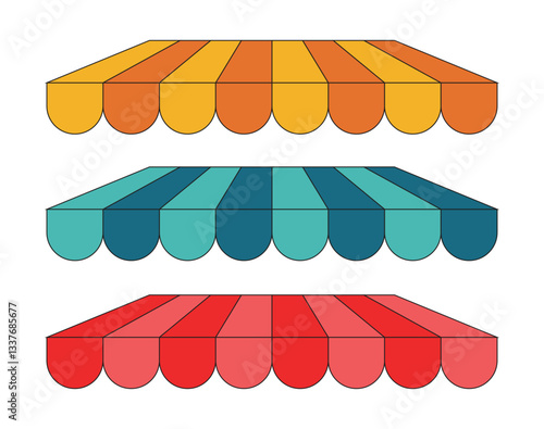 Illustration roof booth or stand store unique design colorful with blank background