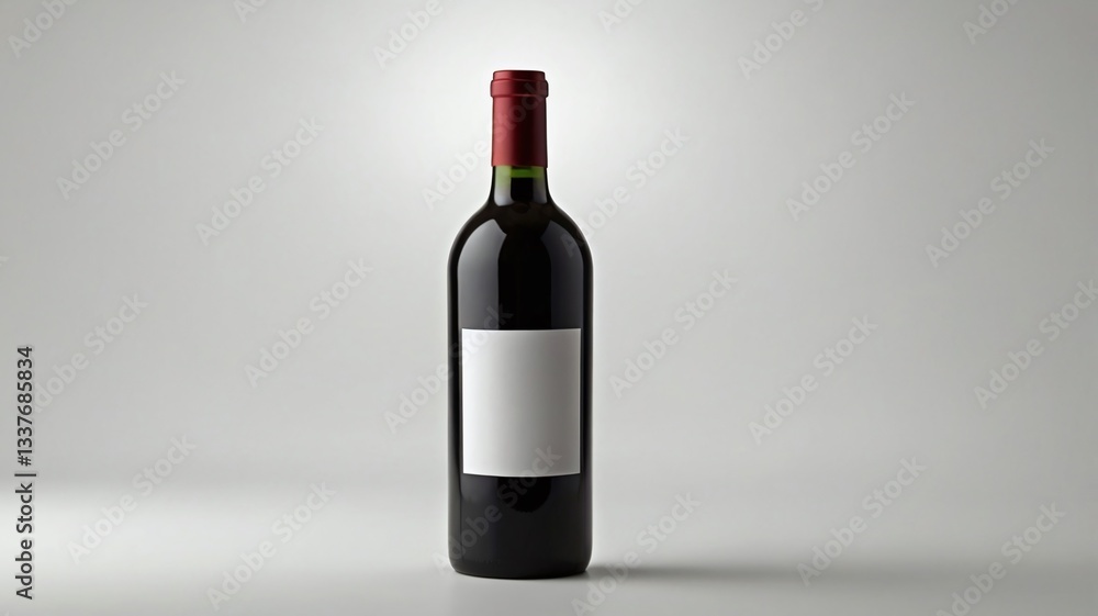 Red wine bottle with blank label on white background. Easily apply your custom design on the label. Red wine bottle with blank label on white background. Easily apply your custom design on the label.