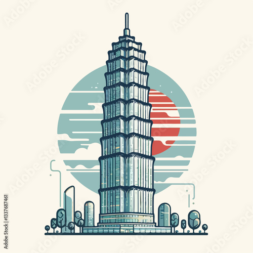 beijing city tower vector illustration