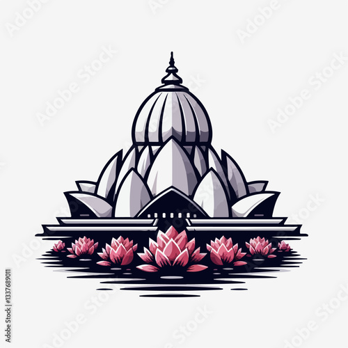 lotus temple vector illustration