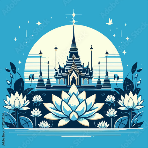 lotus temple vector illustration