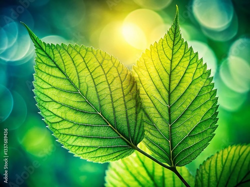 Lush Green Leaves Backlit Double Exposure Stock Photo - Nature Photography