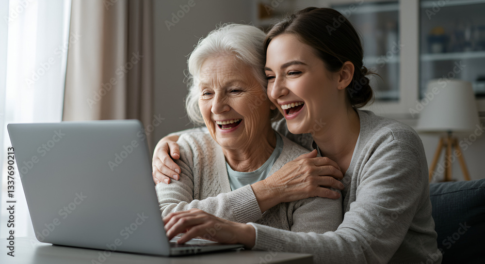 Elderly Woman Enjoying a Meal with Caregiver at Home Elderly Woman Enjoying a Meal with Caregiver at Home