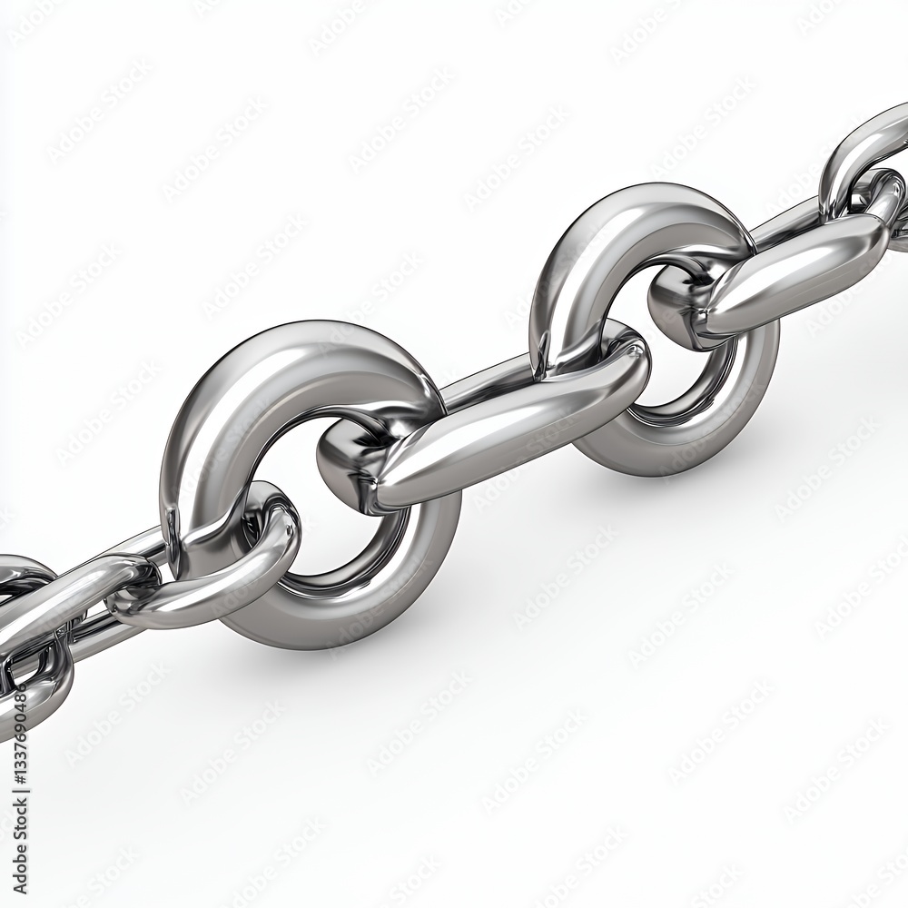 Obraz premium Interconnected Metallic Chain Links Strength and Continuity, Generative AI.