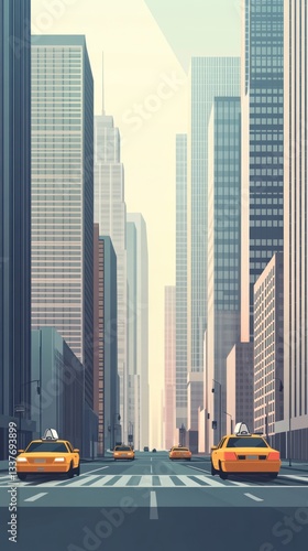 City street scene, urban landscape