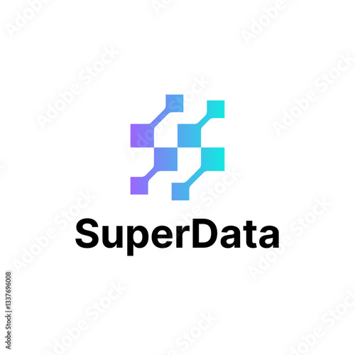 S Letter Data Blockchain Linked Squares Logo Vector Abstract Illustration Icon Design Template Element 