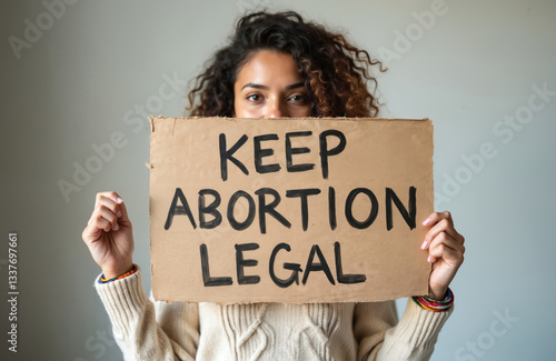 Wallpaper Mural Woman holds sign Keep Abortion Legal at rally. Pro-choice demonstration, rights protection. Female activism, social justice. Political expression, reproductive freedom, healthcare access. Controversy Torontodigital.ca