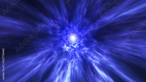 Obraz na płótnie Fantastic of an astral tunnel or travel wormhole with neon lights and brights. Concept of space, energy , Abstract blue vortex time portal background. w salonie