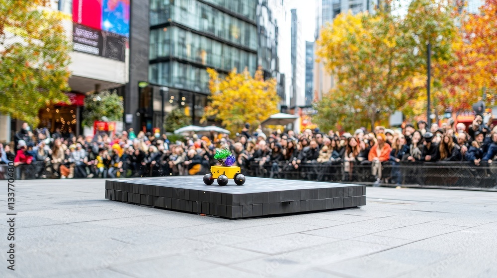 custom made wallpaper toronto digitalColorful Object on Platform Observed by Crowd in Urban Setting