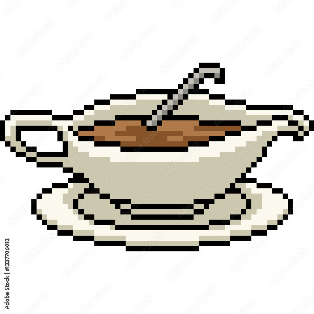 Fototapeta premium pixel art of soup jar bowl