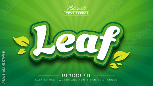 Leaf green nature 3d logo template editable text effect style.