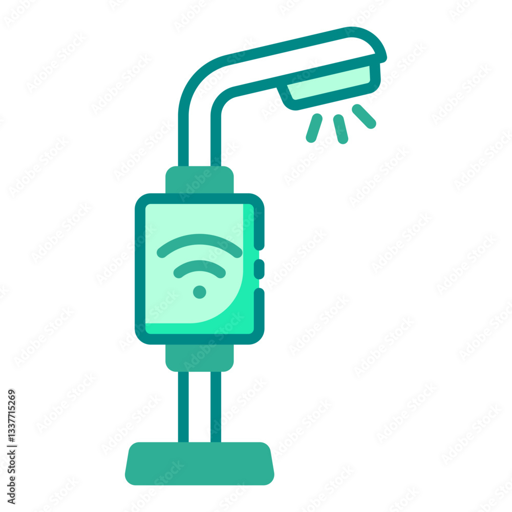 Smart Street Lighting green filled line icon for smart city innovation Smart Street Lighting green filled line icon for smart city innovation
