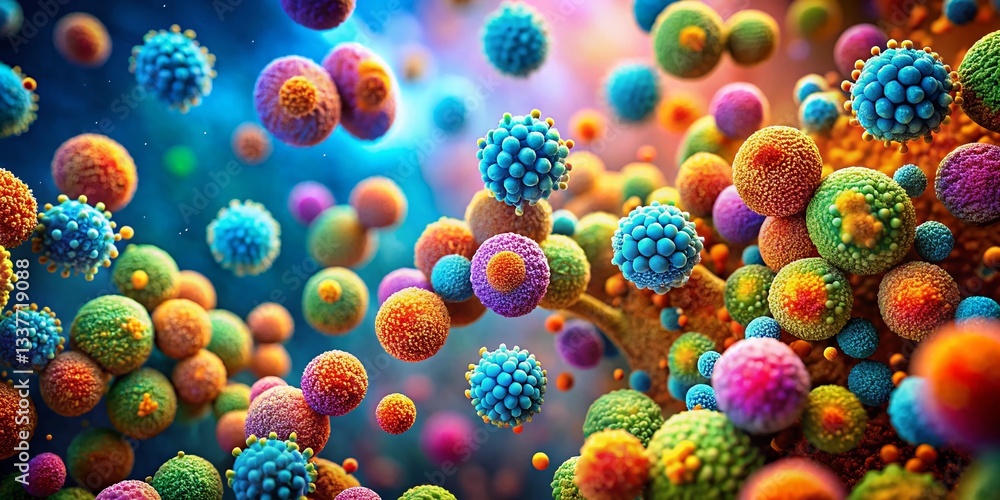 Microscopic Bacteria Close-Up: Science Research Background with Copy Space Microscopic Bacteria Close-Up: Science Research Background with Copy Space