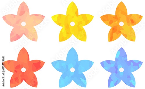 カラフルな花のイラスト 花びら5枚 ベクター素材