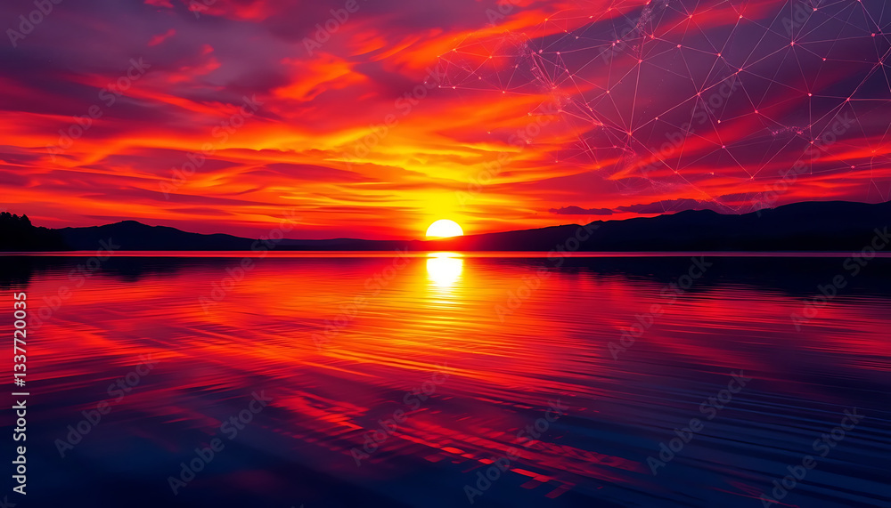 Fototapeta premium sunset over the lake