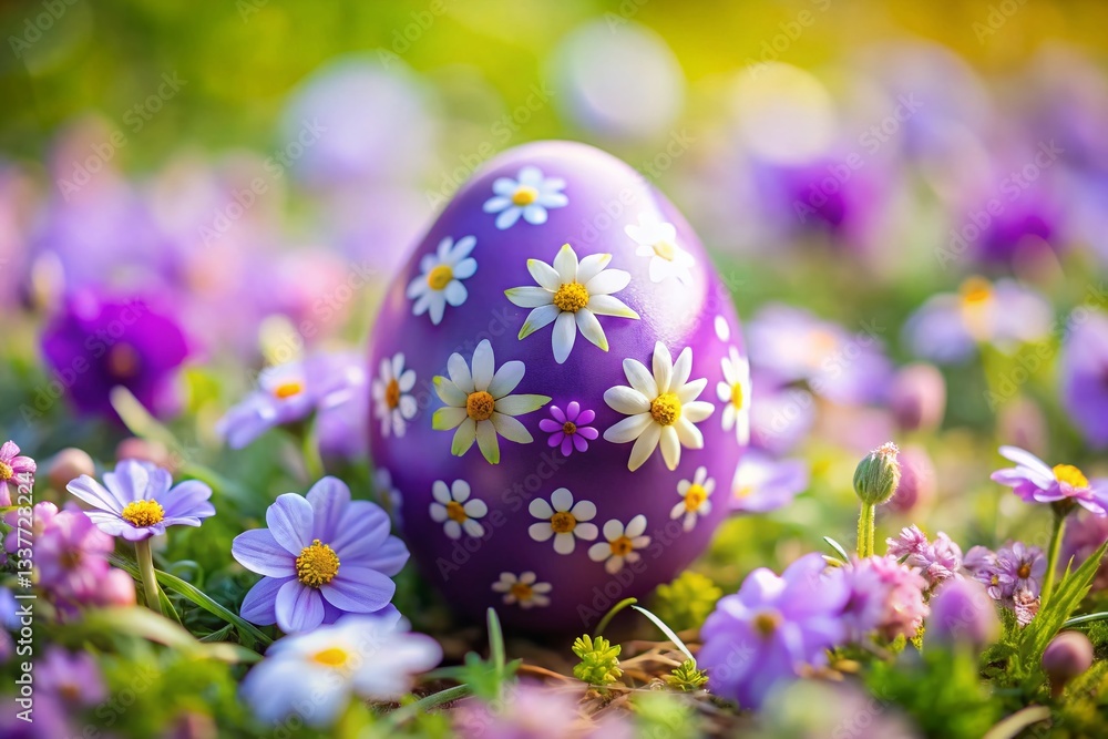 Miniature Purple Easter Egg & Flower Pattern - Tilt-Shift Photography Miniature Purple Easter Egg & Flower Pattern - Tilt-Shift Photography