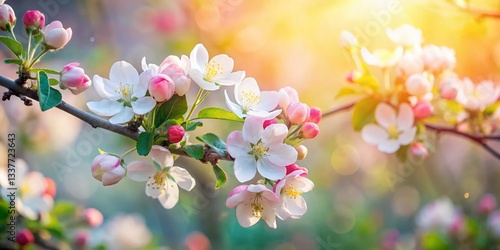 Miniature Spring Wonderland: Apple Blossoms in a Dreamy Bokeh Landscape