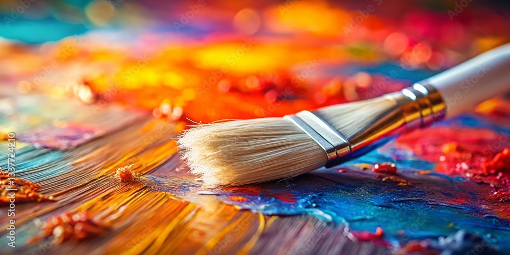 Fototapeta premium Miniature White Paint Brushstrokes on Canvas, Artistic Texture, Tilt-Shift Photography