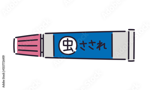 軟膏・クリームタイプの虫刺され薬／ベクター手書き線画イラスト