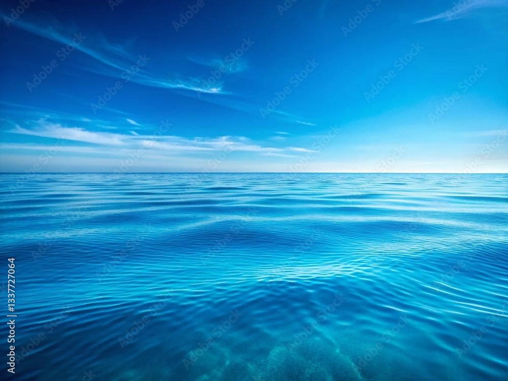 Obraz premium Minimalist Blue Ocean Wave Background: Serene Coastal Seascape