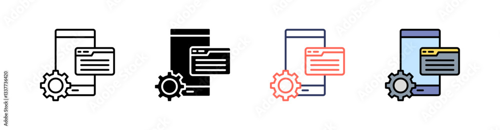 Web Optimization Multi Style Icon Set Vector Web Optimization Multi Style Icon Set Vector