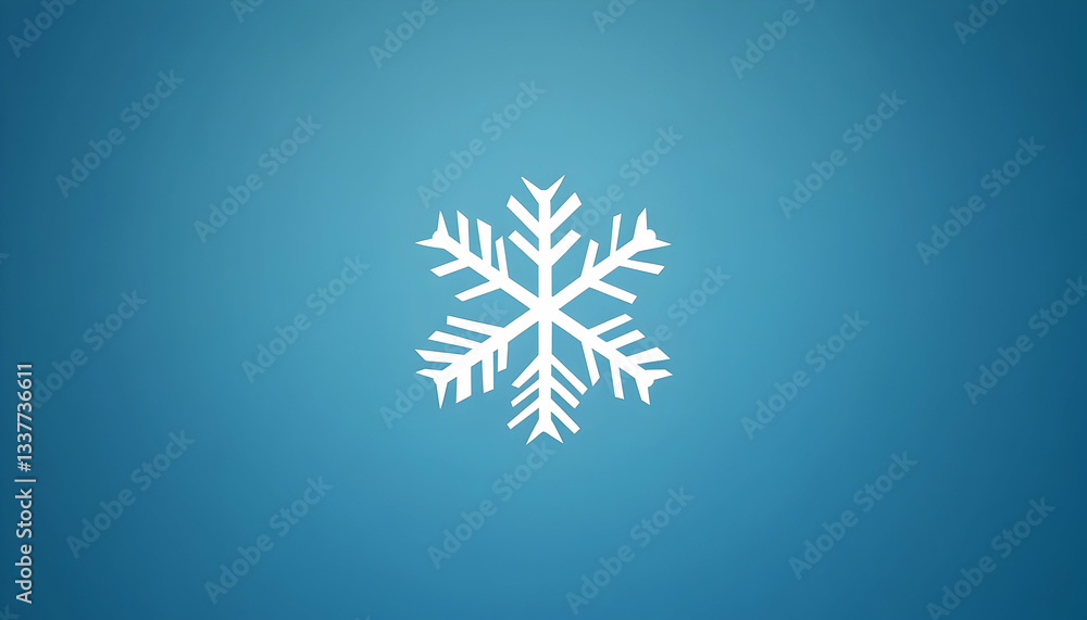 A simple, elegant snowflake design set against a soft blue background, symbolizing winter and cold A simple, elegant snowflake design set against a soft blue background, symbolizing winter and cold
