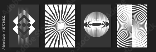 geometric patterns with lines create on a dark and light background in a minimalist style line poster vector background, great for poster or fine art and banners