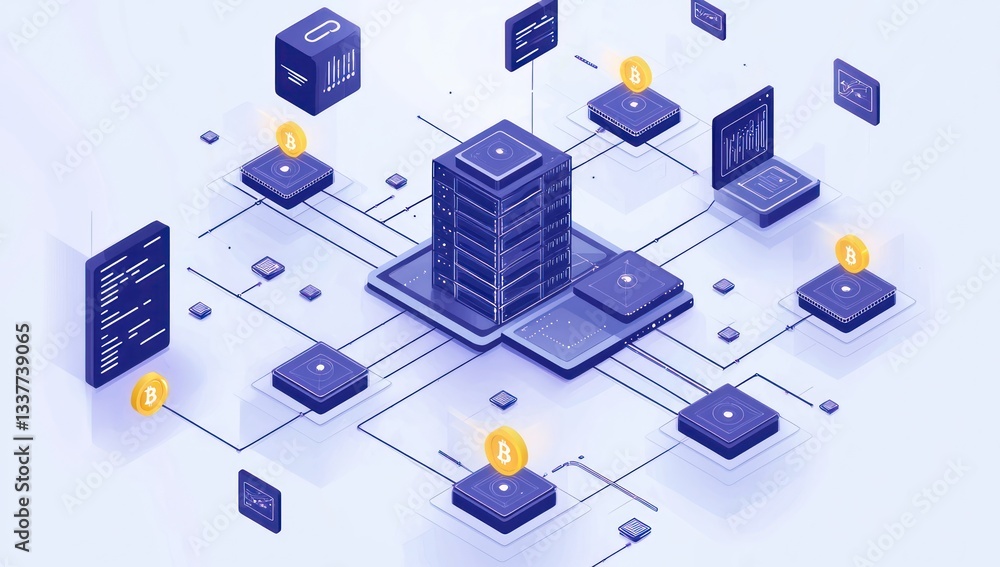 Obraz premium Minimalist tech background emphasizes networking and big data integration.