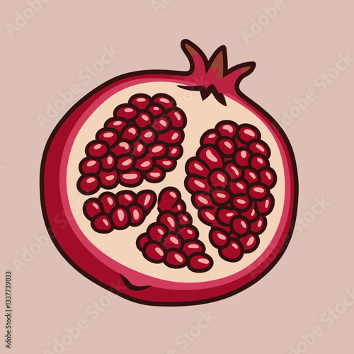 Open Pomegranate - Graphic Illustration