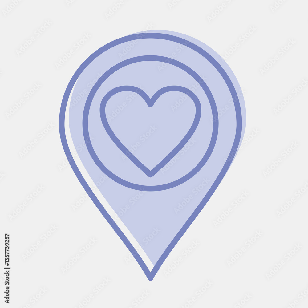 Icon love location. Valentine day celebration elements. Icons in two tone style. Good for prints, posters, logo, party decoration, greeting card, etc. Icon love location. Valentine day celebration elements. Icons in two tone style. Good for prints, posters, logo, party decoration, greeting card, etc.