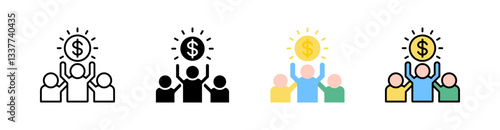 Competitive Advantage Multi Style Icon Set Vector 