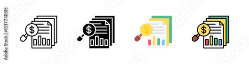 Market Analysis Multi Style Icon Set Vector 