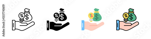 Funding Multi Style Icon Set Vector 