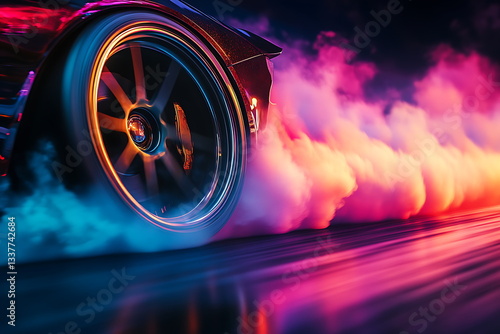 sport car with smoke road generative ai