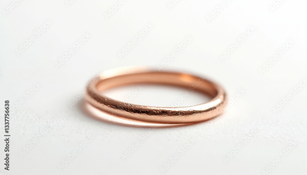Elegant rose gold ring on white background. Minimalist design jewelry piece. Symbol of love, commitment for engagement, wedding or anniversary celebration. Fashionable golden accessory gift for her. Elegant rose gold ring on white background. Minimalist design jewelry piece. Symbol of love, commitment for engagement, wedding or anniversary celebration. Fashionable golden accessory gift for her.