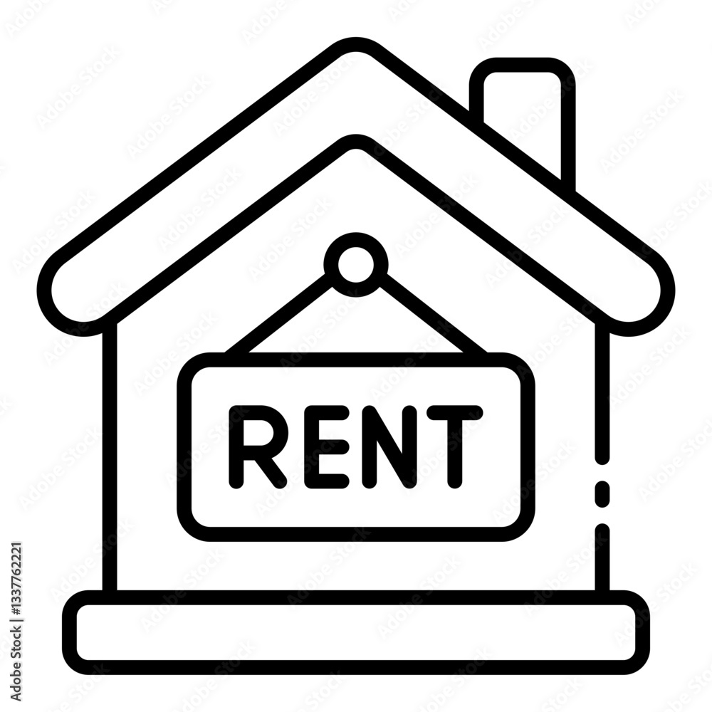 House rent outline icon for real estate leasing and rental properties House rent outline icon for real estate leasing and rental properties