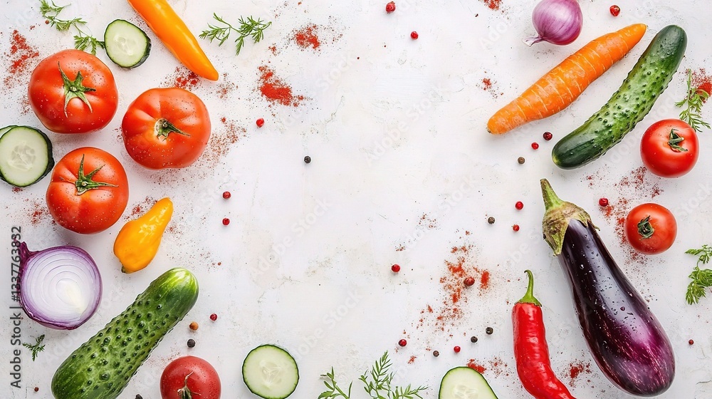 Fresh Vibrant Vegetables Perfect for Creative Food Layout Design Fresh Vibrant Vegetables Perfect for Creative Food Layout Design