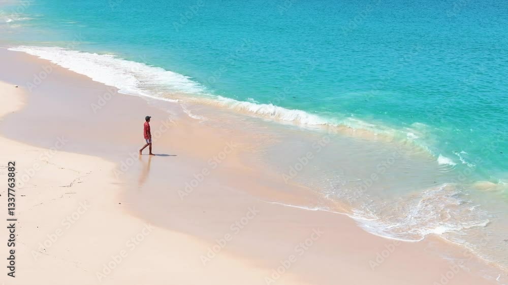 Summer seascape beautiful waves, blue sea water in sunny day. Summer holiday and summer vacation concept.