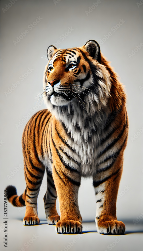 Fototapeta premium Tigers in various environments such as a white background zoo and snowy landscape showcasing its wild feline nature