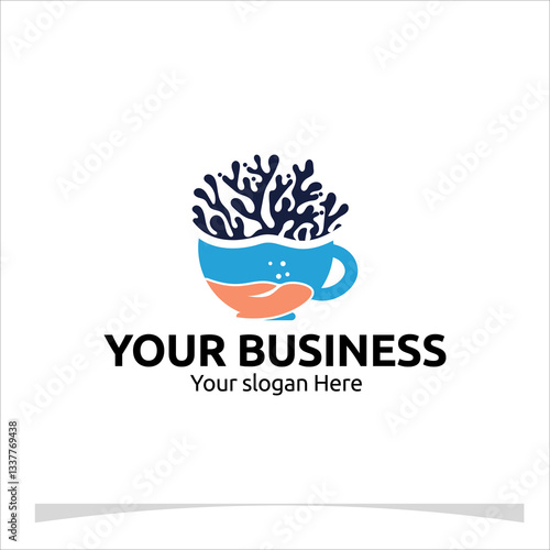 Wallpaper Mural A sleek and elegant logo with a coral reef silhouette forming a coffee cup for your Business Torontodigital.ca