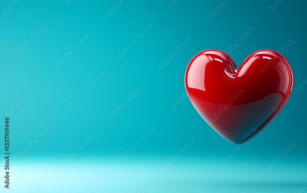 A glossy red heart floating against a serene turquoise background, symbolizing love, hope, and emotional connection. A glossy red heart floating against a serene turquoise background, symbolizing love, hope, and emotional connection.
