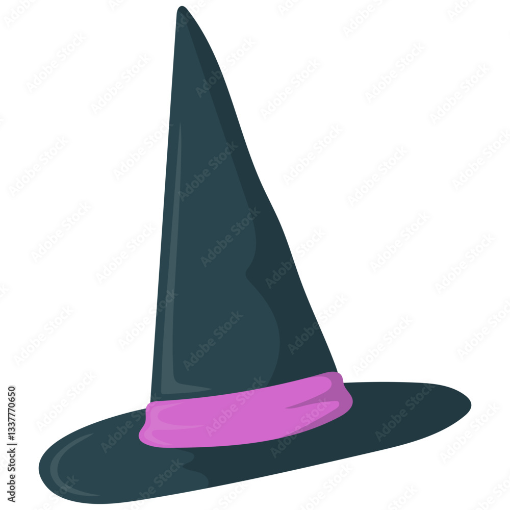 Fototapeta premium Witch Hat Halloween with Cartoon Design. Vector Illustration