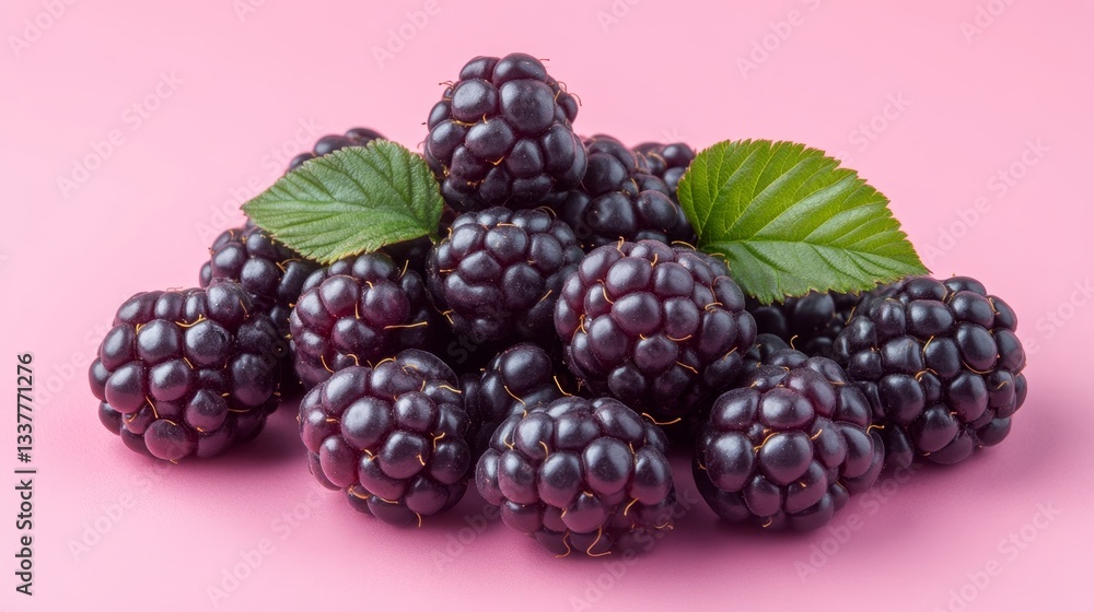 close-up of dark purple raspberries on a isolated pink background close-up of dark purple raspberries on a isolated pink background