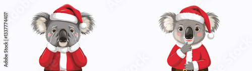 Koala wear Santa Claus costumes facepalm gesture vector drawing a hilariously clumsy Christmas scene