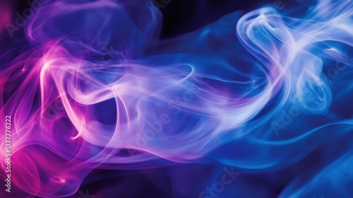 Nebulous abstract smoke streams blend pink and blue hues into a dynamic vortex
