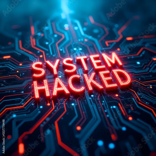 Digital Security Breach - System Hacked Alert. 